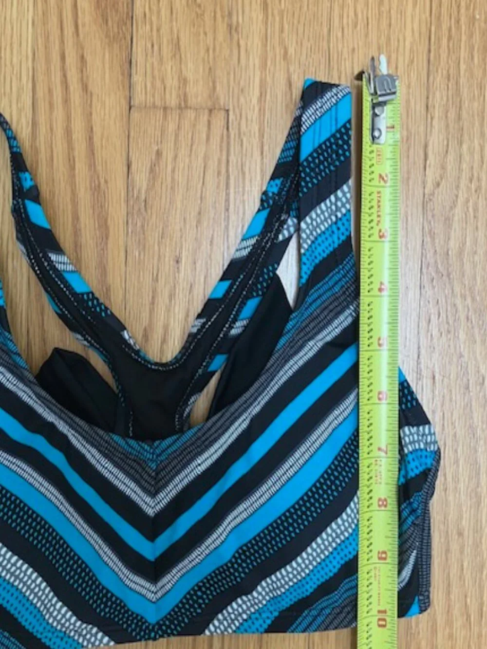 Mossimo Teal, Black white and gray chevron pattern Bikini Top M